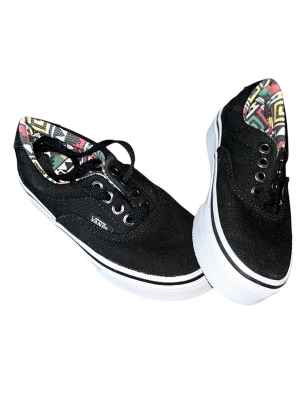 Vans Kids Black/Geo Print Canvas Sneakers